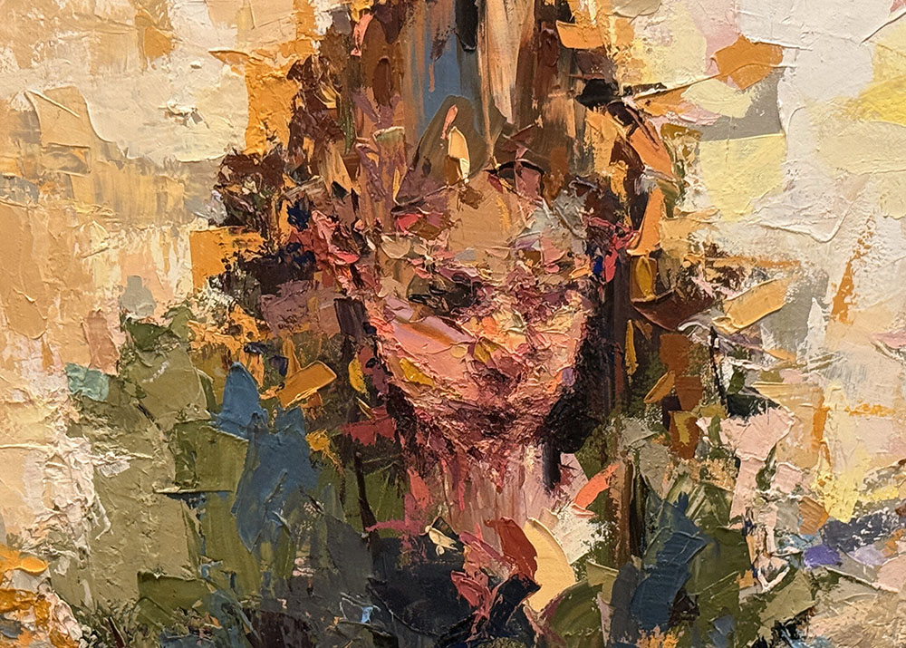 Picnic in the rain, 36x40, oil on canvas, 2025 (detail)